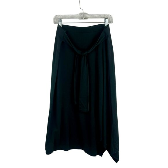 J Jill Pure Jill A Line Stretch Knit Skirt Medium Black Midi Asymmetrical Hem - Picture 1 of 6